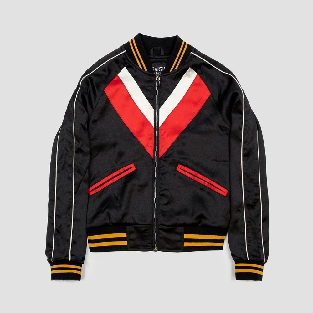 NWT STRAIGHT TO HELL APPAREL - BOMBER JACKET BLACK AND RED (UNISEX SIZE XS)